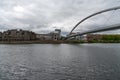 View of the Hoge Brug pedestrian bridge over the river Maas in Maastricht Royalty Free Stock Photo