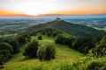 View on Hohenzollern castle from the hill Zellernhorn during sunset Royalty Free Stock Photo