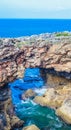 A hole in a rock called the mouth of hell or Boca do Inferno in Cascais in Portugal Royalty Free Stock Photo