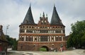 View of Holsten Gate in old town, beautiful architecture, Lubeck, Germany