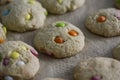view of homemade smartie cookies Royalty Free Stock Photo