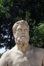 View of Homer`s statue at ancient Greek sanctuary on the coast of Ionia called `Claros`.