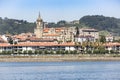 View of Hondarribia town, Bidasoa river and the Nuestra SeÃÂ±ora del Manzano church, Gipuzkoa, Basque Country, Spain Royalty Free Stock Photo