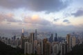 View of Hong Kong city and Victoria harbour from Victoria peak Royalty Free Stock Photo