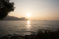 View of Hong Kong Victoria Harbor at sunset Royalty Free Stock Photo