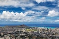 View of Honolulu city, Waikiki and Diamond Head from Tantalus lookout, Oahu Royalty Free Stock Photo