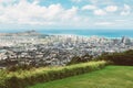 View of Honolulu city, Waikiki and Diamond Head from Tantalus lookout Royalty Free Stock Photo