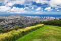 View of Honolulu city, Waikiki and Diamond Head from Tantalus lookout, Oahu Royalty Free Stock Photo
