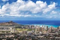 View of Honolulu city, Waikiki and Diamond Head from Tantalus lookout, Oahu