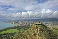Overlooking Honolulu, Hawaii from the top of Diamond Head trail Royalty Free Stock Photo