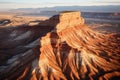 View of the Hoodoos of the Vermillion Cliffs, Utah, Aerial view of a sandstone butte in the Utah desert valley at sunset, Capitol