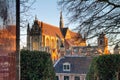 View of the Hooglandse Kerk is Gothic church in the city of Leiden in sunset rays of the sun Royalty Free Stock Photo