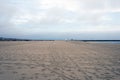 A view of horizon, seascape, ocean, sailing yachts and lifeguard in the beach in Venice, California in cloudy sky Royalty Free Stock Photo