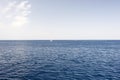 A view of a horizon at the seascape with two sailing yachts in aegean sea Royalty Free Stock Photo