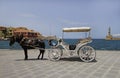 View of a horse carriage near the port of Chania in Greece