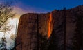 View of Horsetail Fall, located in Yosemite National Park in California. Royalty Free Stock Photo