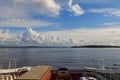 View from the Horten - Moss Ferry crossing Oslofjord in Norway. Cars on car deck.