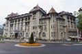 Old hotel and roundabout from Sinaia city Royalty Free Stock Photo