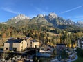 View from hotel window in Leogang village. Alps.  Austria Royalty Free Stock Photo