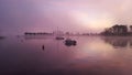 View of the hourtin lake at sunset in carcans village gironde france Royalty Free Stock Photo