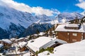 View of the house covered with snow at Murren Village Royalty Free Stock Photo
