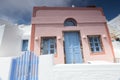 View of a House in Santorini island landscape of famous Fira village, Greece Royalty Free Stock Photo