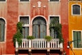 View of house windows and balcony in the old town Venice Italy Royalty Free Stock Photo