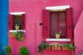 View of house windows with shutter in the Burano Venice Italy Royalty Free Stock Photo
