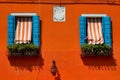 View of house windows with shutter in the Burano Venice Italy Royalty Free Stock Photo