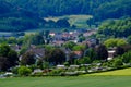 View on the houses and the agricultural fields in Bad Pyrmont, Germany Royalty Free Stock Photo