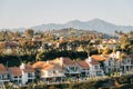 View of houses and hills from Hilltop Park in Dana Point, Orange County, California