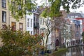 View at houses near canal in Utrecht