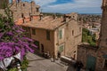 View of houses, rooftops and blue sky in Haut-de-Cagnes.