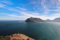 View of Hout Bay from Lookout Point on Chapman`s Peak in Cape Town Royalty Free Stock Photo