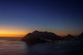 View of Houtbay and harbor at sunset on a beautiful still evening, Cape Town