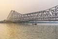 View of Howrah bridge from Mallik ghat on sunset. Kolkata. India Royalty Free Stock Photo