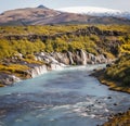 View of Hraunfossar Waterfall, Iceland