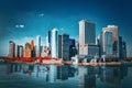 View Hudson bay to Lower Manhattan and Staten Island Ferry terminal. New York City is Financial capital of America Royalty Free Stock Photo