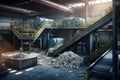 View of a huge heap of plastic garbage at waste sorting plant