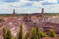 View of huge iron ore quarry in Kryvyi Rih, Ukraine. Open pit mining Royalty Free Stock Photo