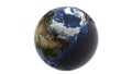 View of a huge snowy Russia and Alaska, isolated globe of earth on a white background, 3d rendering, elements of this image furnis