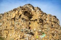 View of a huge stack of waste paper outdoors for recycled outdoor Royalty Free Stock Photo