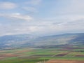 A view on the Hula valley, Golan heights and Mount Hermon with snow on top Royalty Free Stock Photo