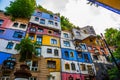 View of Hundertwasser house in Vienna, Austria. Hundertwasserhaus apartment house is famous attraction Royalty Free Stock Photo