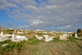 View of hundreds of whitewashed tombs, located at the top end of the peninsula in Mahdia, Tunisia