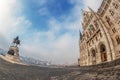 View of Hungarian Parliament building and statue of Count Gyula Andrassy