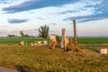 View from Hungarian site to tripoint of Hungary, Austria and Slovak. Royalty Free Stock Photo