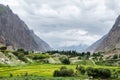 Hushe village, valley, at the end of Gondogoro La trek in Pakistan Royalty Free Stock Photo