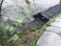 view of hut and terraced fields from Tiantou Royalty Free Stock Photo