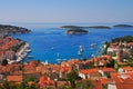 View of Hvar City and Pakleni Islands from Castle above the Hill Royalty Free Stock Photo